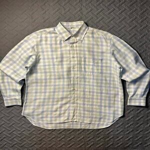 Loro Piana Luxury Linen Shirt Pastel Gingham Plaid Heritage Bespoke Men's XL